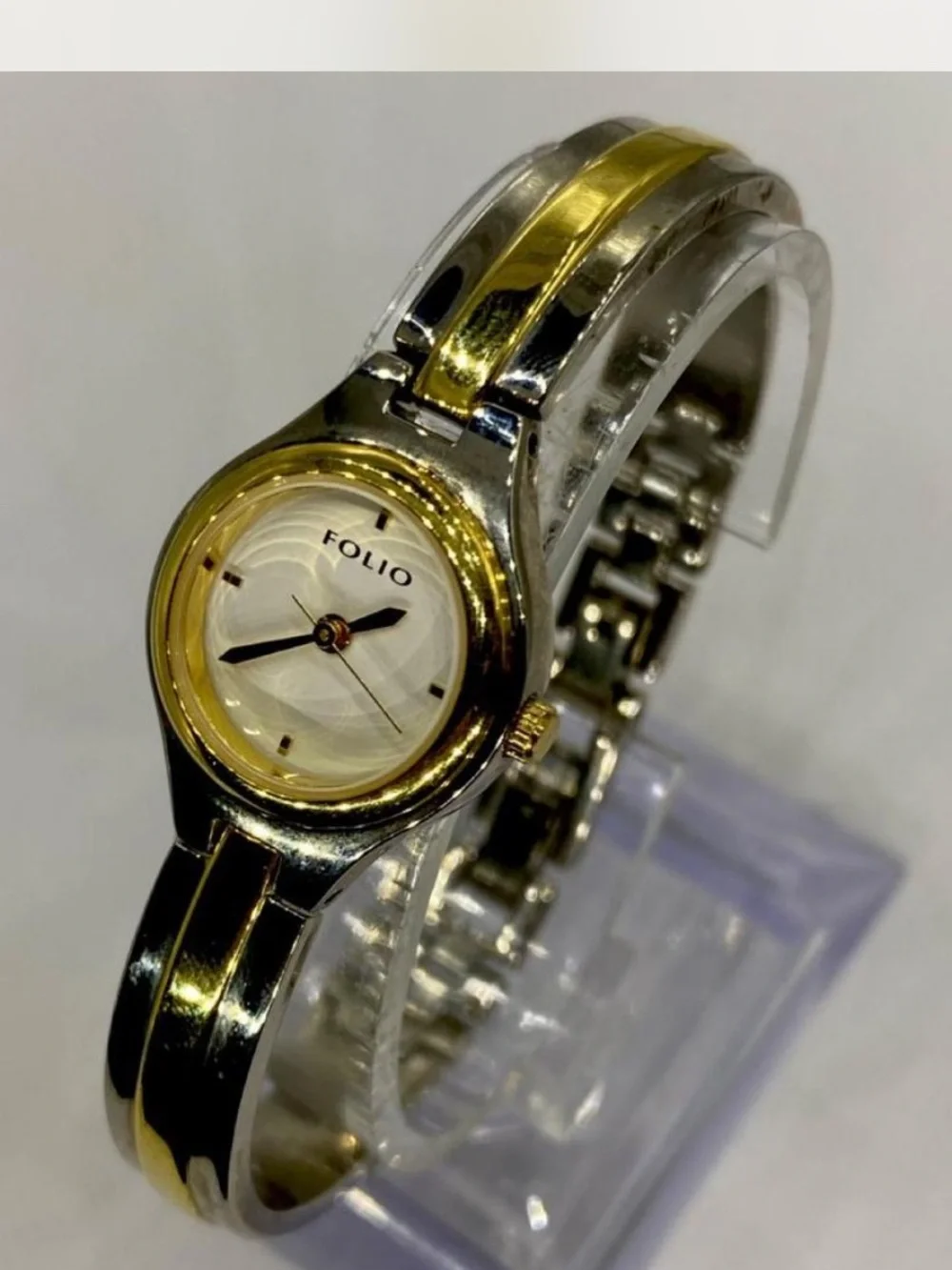 *** Folio  ^^^ Two-Tone Gold & Silver Women’s Bracelet Watch ***